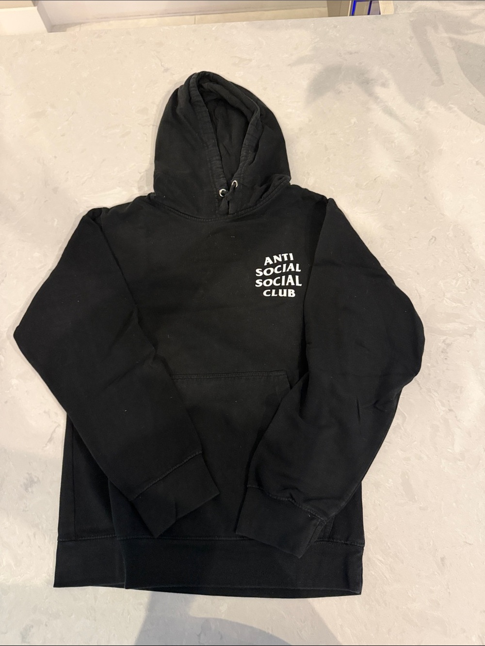 Anti Social Social Club Black Pullover Hoodie with White Chest Logo